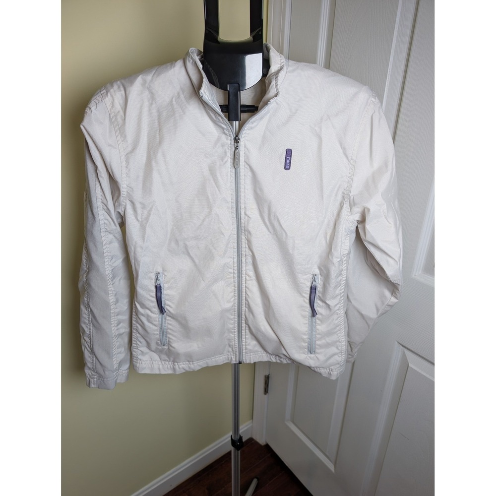 Vintage Y2K Nike Wavy Optical Track Jacket Womens Cream Small Windbreaker